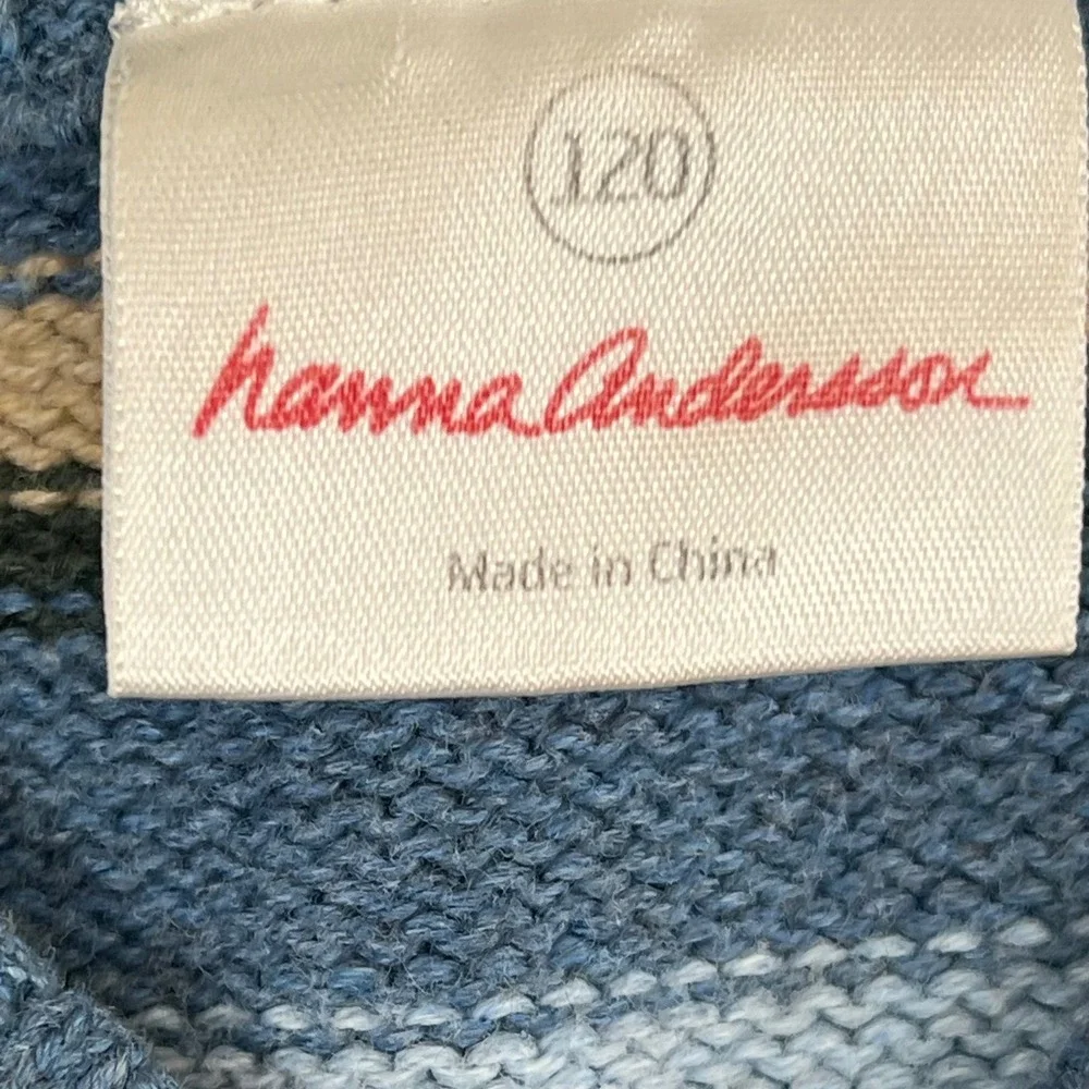 Hanna Andersson Kids Blue Fair Isle Striped Cotton Sweater Vest Size 120 34559